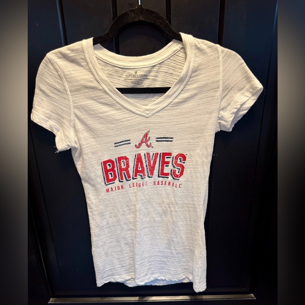Women's White Braves Short Sleeve Tee